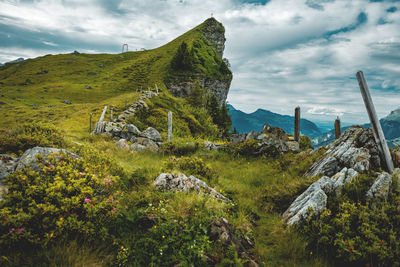 Scenic view of mountains against sky