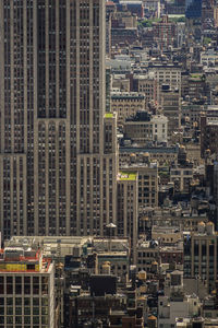 High angle view of buildings in city