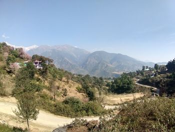 Scenic view of mountains against clear sky