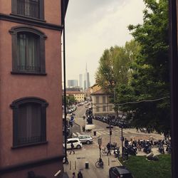 People in front of building