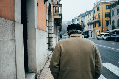 Woman walking on street