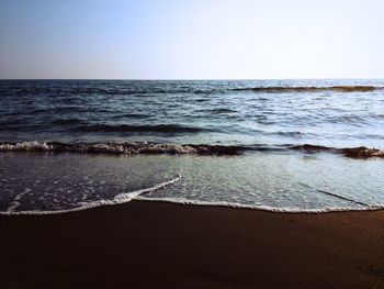 Scenic view of sea against clear sky