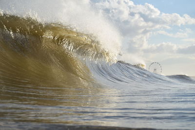 Sea waves rushing towards shore