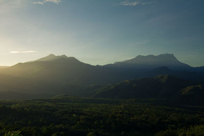 Scenic view of mountains against sky