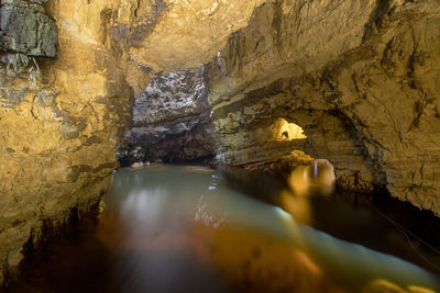 The dramatic smoo caves near durness in the scottish highlands, uk