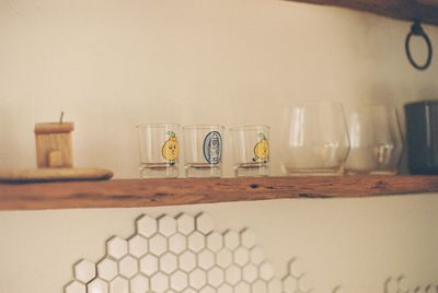 Close-up of text on wall at home