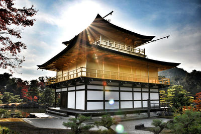 Low angle view of temple against sky