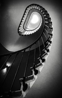 Low angle view of spiral staircase of building