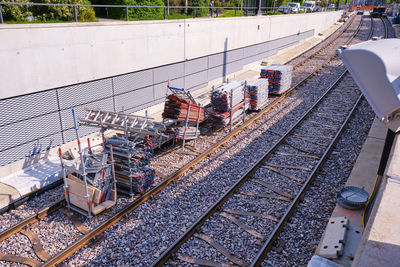 High angle view of train