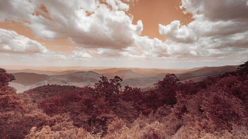 Scenic view of landscape against sky during sunset