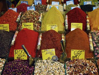 Various vegetables for sale at market stall