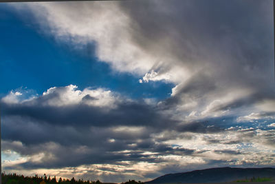 Low angle view of dramatic sky during sunset