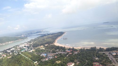 High angle view of townscape against sky