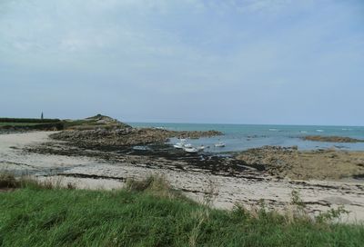 Scenic view of beach against sky