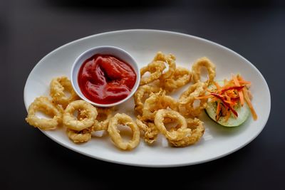 Close-up of breakfast served on table