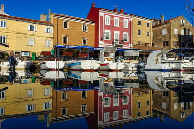 Reflection of buildings in city