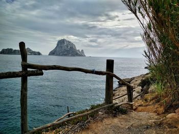 Scenic view of sea against cloudy sky