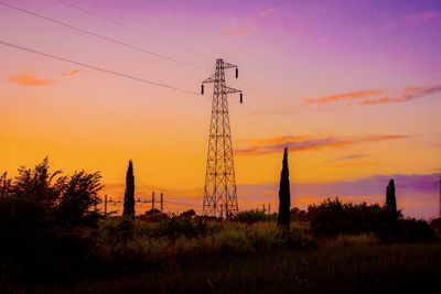 Silhouette landscape against sky during sunset