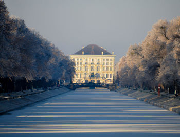 View of buildings against clear sky