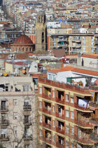 High angle view of residential buildings