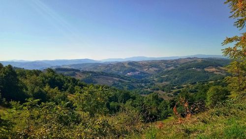 Scenic view of mountains against clear sky