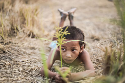 Portrait of girl in field