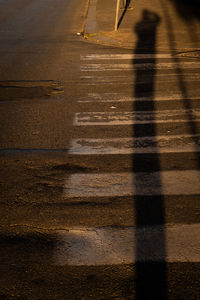 High angle view of people crossing road