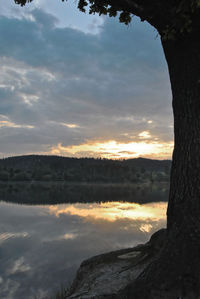 Scenic view of silhouette trees against sky during sunset