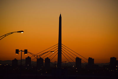 Silhouette bridge against sky during sunset