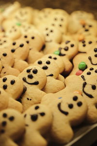 High angle view of cookies