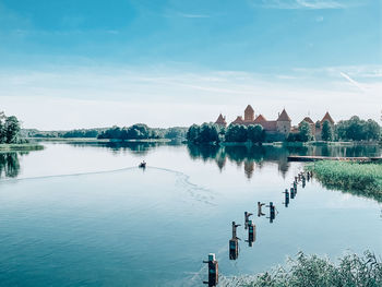 Scenic view of lake against sky