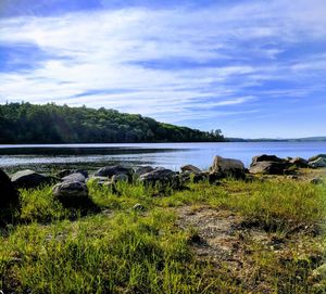 Scenic view of land against sky