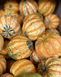 Full frame shot of pumpkins at market stall