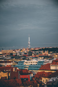 High angle view of buildings in city