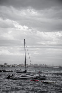 Boats sailing in sea