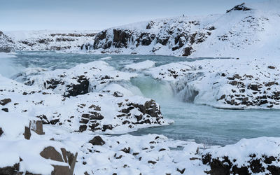 Scenic view of frozen sea against sky