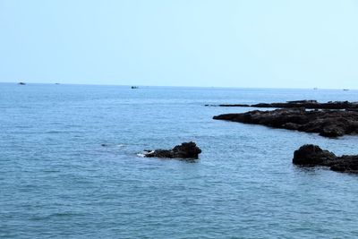 Scenic view of sea against clear sky