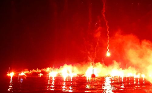 Firework display at night