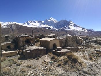 Scenic view of mountains against clear sky