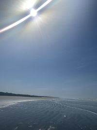 Scenic view of sea against sky on sunny day