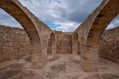 Old ruins of building against cloudy sky