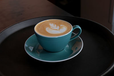 High angle view of coffee on table