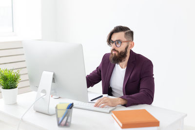 Man working on table