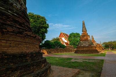 Old temple against building