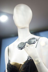 Close-up of white mannequin