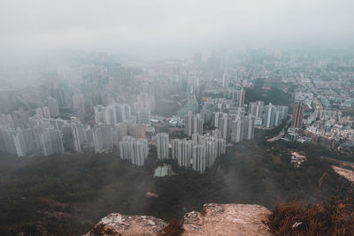 Hong kong city seen from lion rock peak
