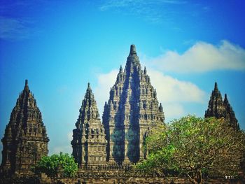 Panoramic view of temple building against sky