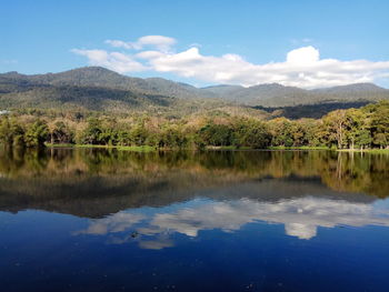 Scenic view of lake against sky