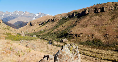 Scenic view of landscape against clear sky