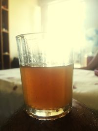 Close-up of beer on table